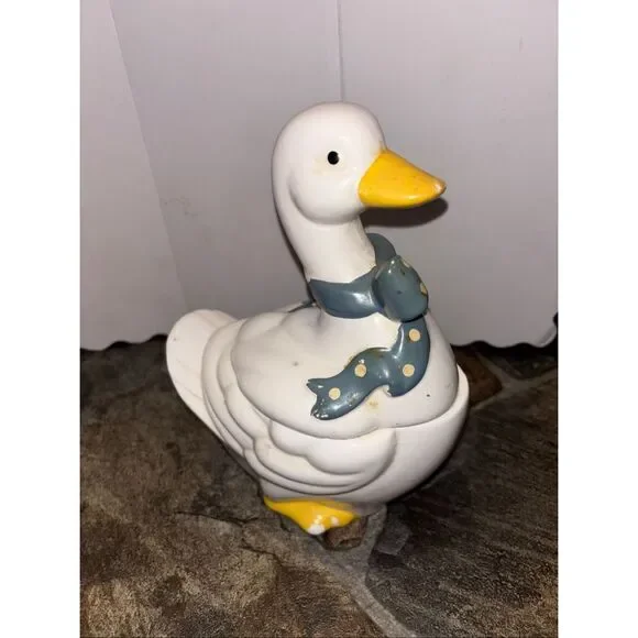 Vintage Goose Cookie jars Set 4 Blue Polka Dot Farmhouse Cottagecore - Picture 11 of 15